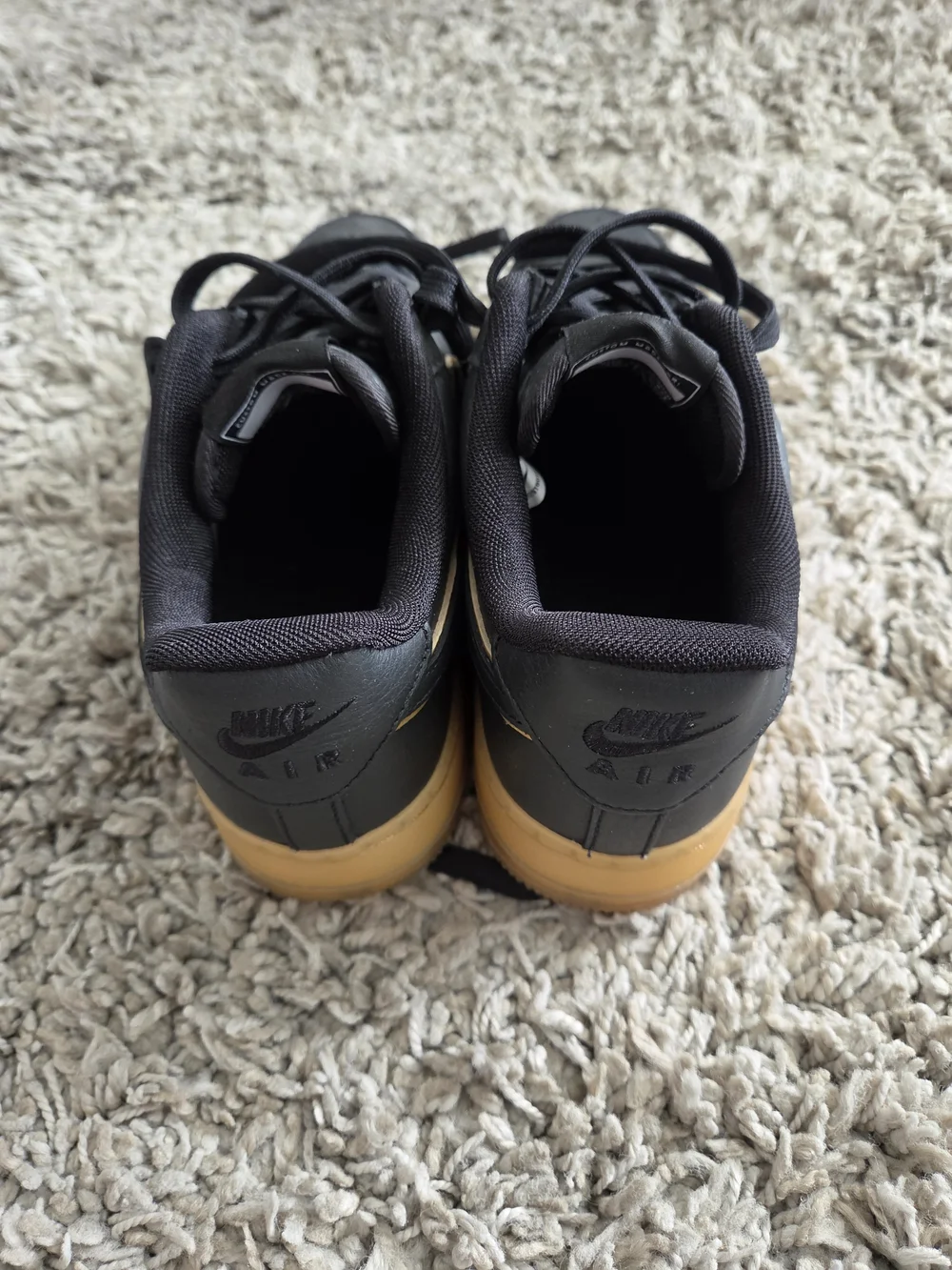Nike Airforce 1 Black Leather with Gum Sole